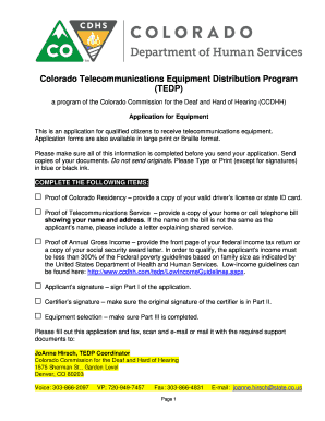 Colorado Telecommunications Equipment Application