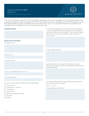 Trust Managed Portfolio Service Application Form