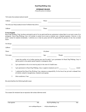 Veterinary Release Form