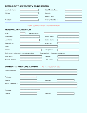 UK Tenant Guarantor Application Form