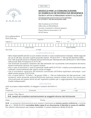 MODULO PER LA COMUNICAZIONE DI DOMICILIO SE DIVERSO DA RESIDENZA