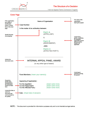 Internal Appeal Panel Award Template