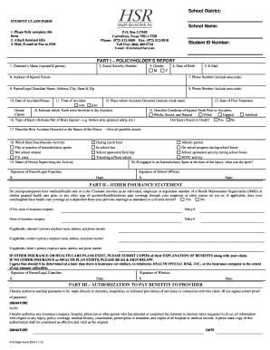 Arkansas K-12 Student & Athlete Accident Insurance Claim Form