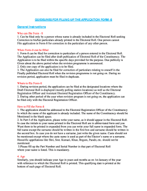 Form 8 Voter Registration Correction
