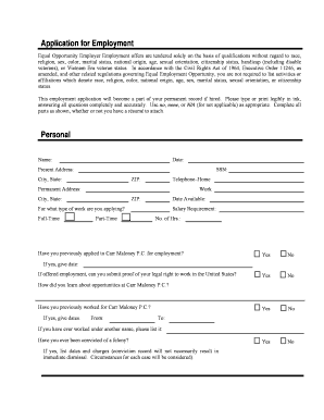 Employment Application Form