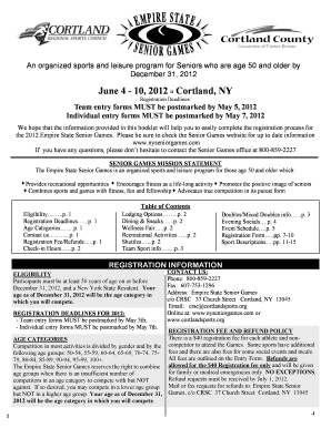 Empire State Senior Games Registration Form