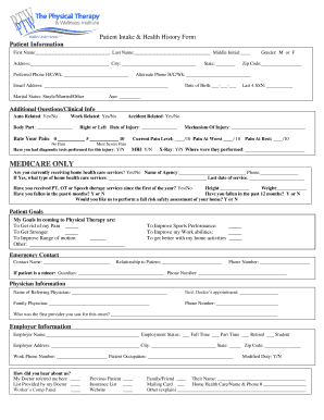 Patient Intake and Health History Form