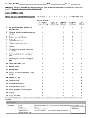 LEFS Initial Visit Patient Survey