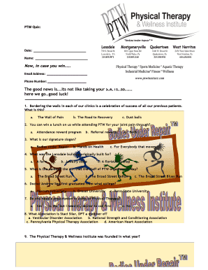 PTW Clinic Quiz Form