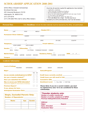 IUPUI Continuing Student Scholarship Application