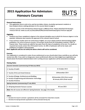 2015 Honours Courses Application Form
