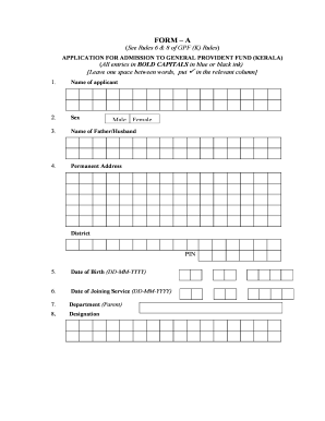 General Provident Fund Application Form