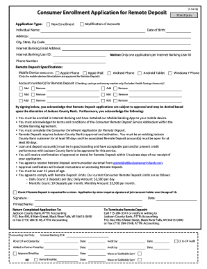 Remote Deposit Enrollment Application