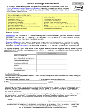 Internet Banking Enrollment Form