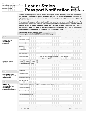 UK Passport Notification Form