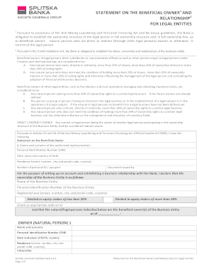 Statement on Beneficial Owner and Relationship for Legal Entities