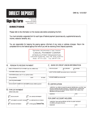 US Federal Direct Deposit Sign-Up Form