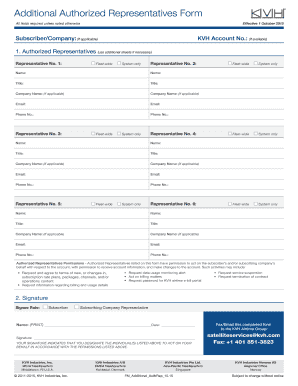 KVH Additional Authorized Representatives Form