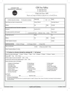 MRI Patient Registration Form