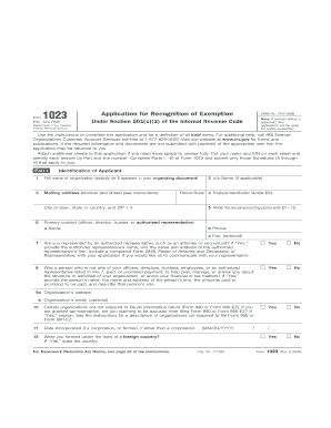 IRS Form 1023 Application for Exemption