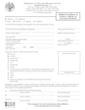 Oregon Producer Affiliation Form