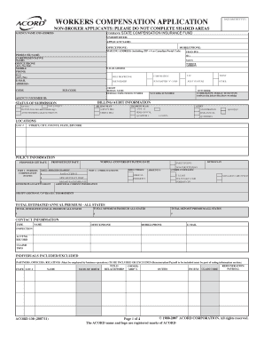 Workers Compensation Application Form