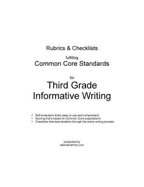 Common Core Standards Third Grade Informative Writing Rubric
