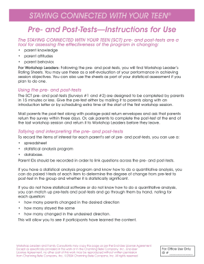 Staying Connected With Your Teen Pre- and Post-Tests