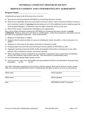 Service Consent and Confidentiality Agreement