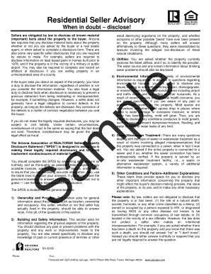 Arizona Residential Seller Property Disclosure Statement