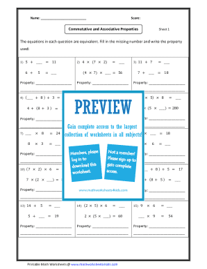 Commutative and Associative Properties Worksheet