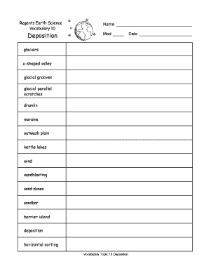 Regents Earth Science Vocabulary Worksheet