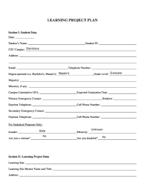 Learning Project Plan Agreement