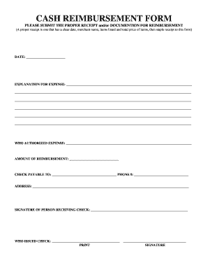 Cash Reimbursement Form