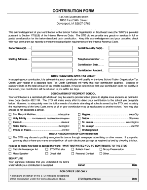 Iowa School Tuition Organization Contribution Form