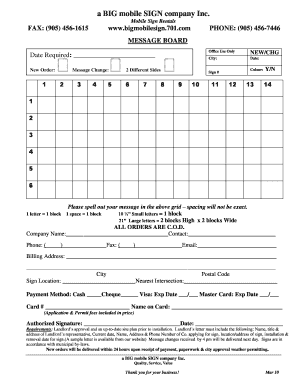 Mobile Sign Rental Order Form
