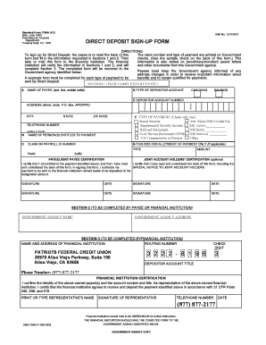US Federal Direct Deposit Sign-Up Form