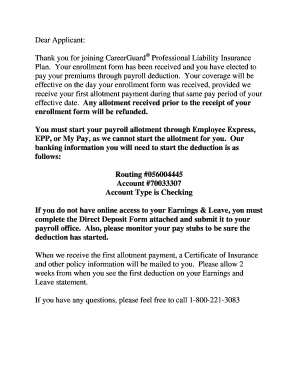 Direct Deposit Sign-Up Form