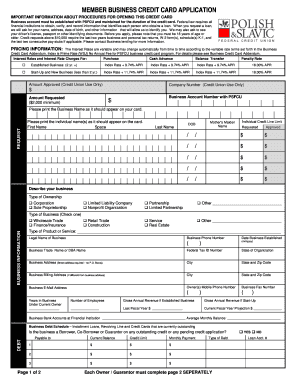 Member Business Credit Card Application