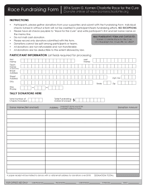 Susan G. Komen Charlotte Race for the Cure Fundraising Form