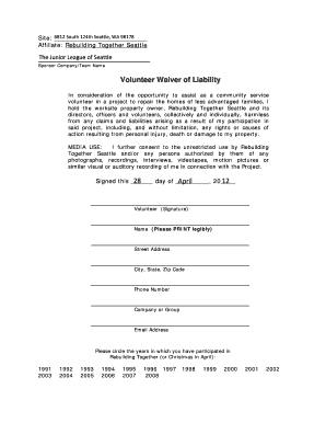 Volunteer Waiver of Liability