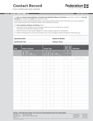 Apprenticeship Contact Record Form