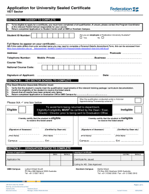 University Sealed Certificate Application