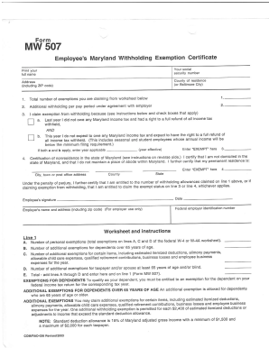 Maryland Withholding Exemption Certificate