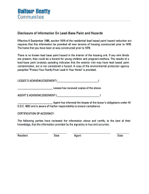 Lead-Based Paint Disclosure Form
