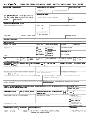 Workers Compensation First Report of Injury or Illness