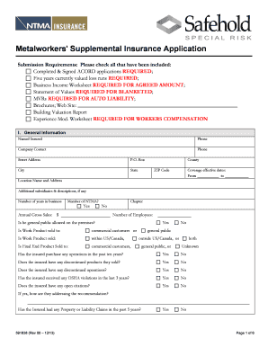 Metalworkers' Supplemental Insurance Application