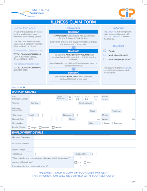 Illness Claim Form