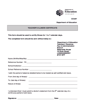 Teacher's Illness Certificate