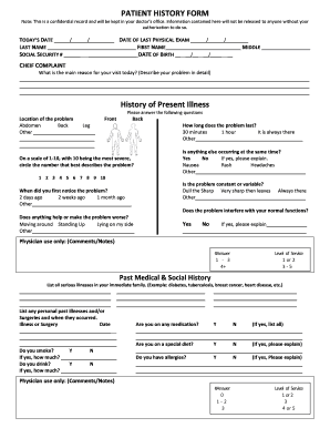 Patient History Form